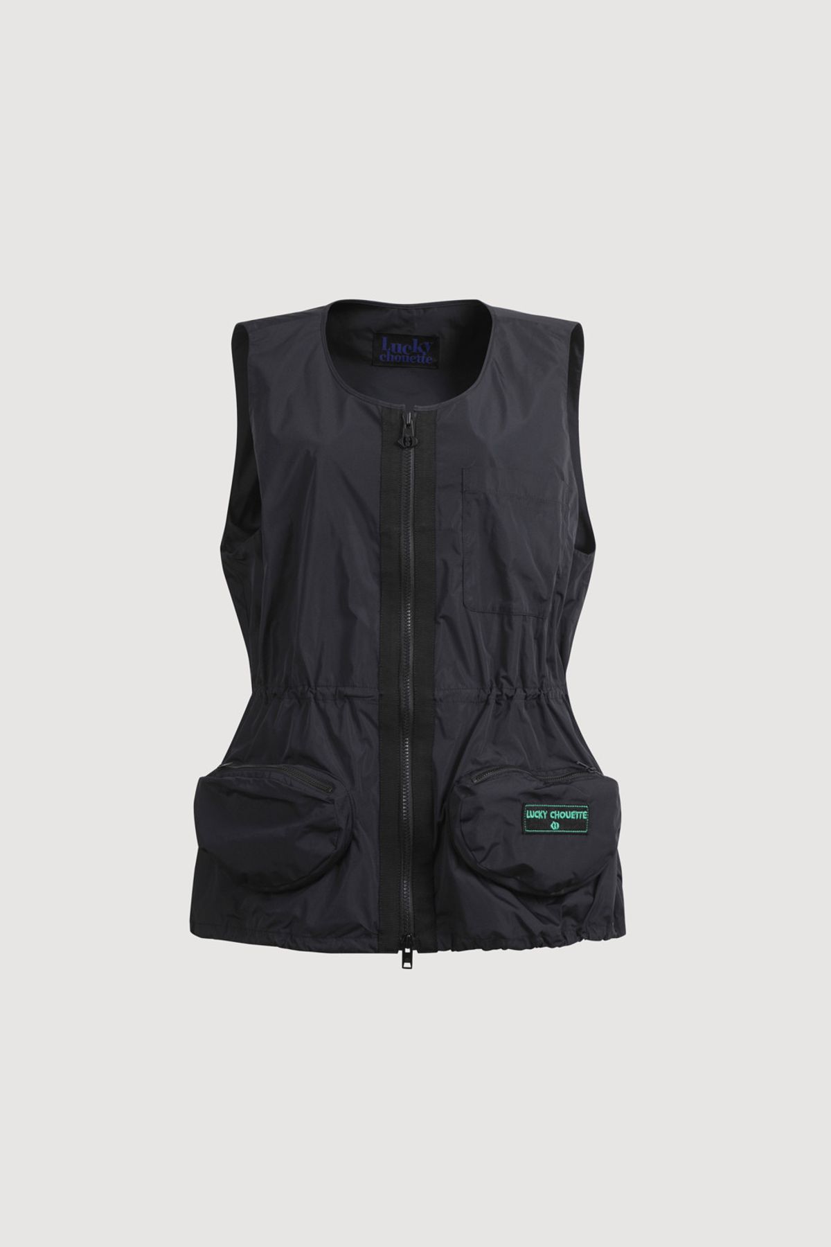 럭키슈에뜨(LUCKY CHOUETTE) Volume Pocket Zip Up Vest (dark navy) LFVAM25500NYD