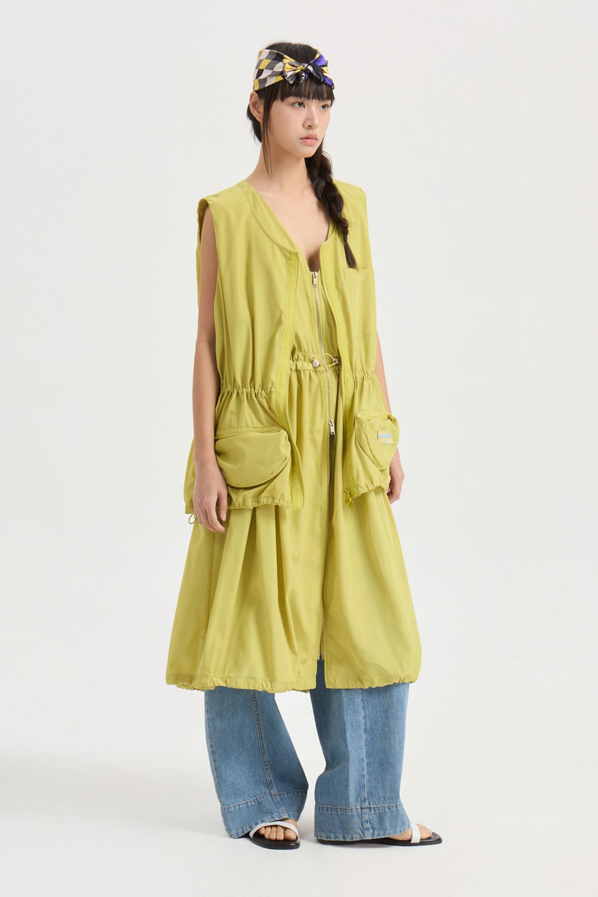 럭키슈에뜨(LUCKY CHOUETTE) Volume Pocket Zip Up Vest (olive) LFVAM25500OLV