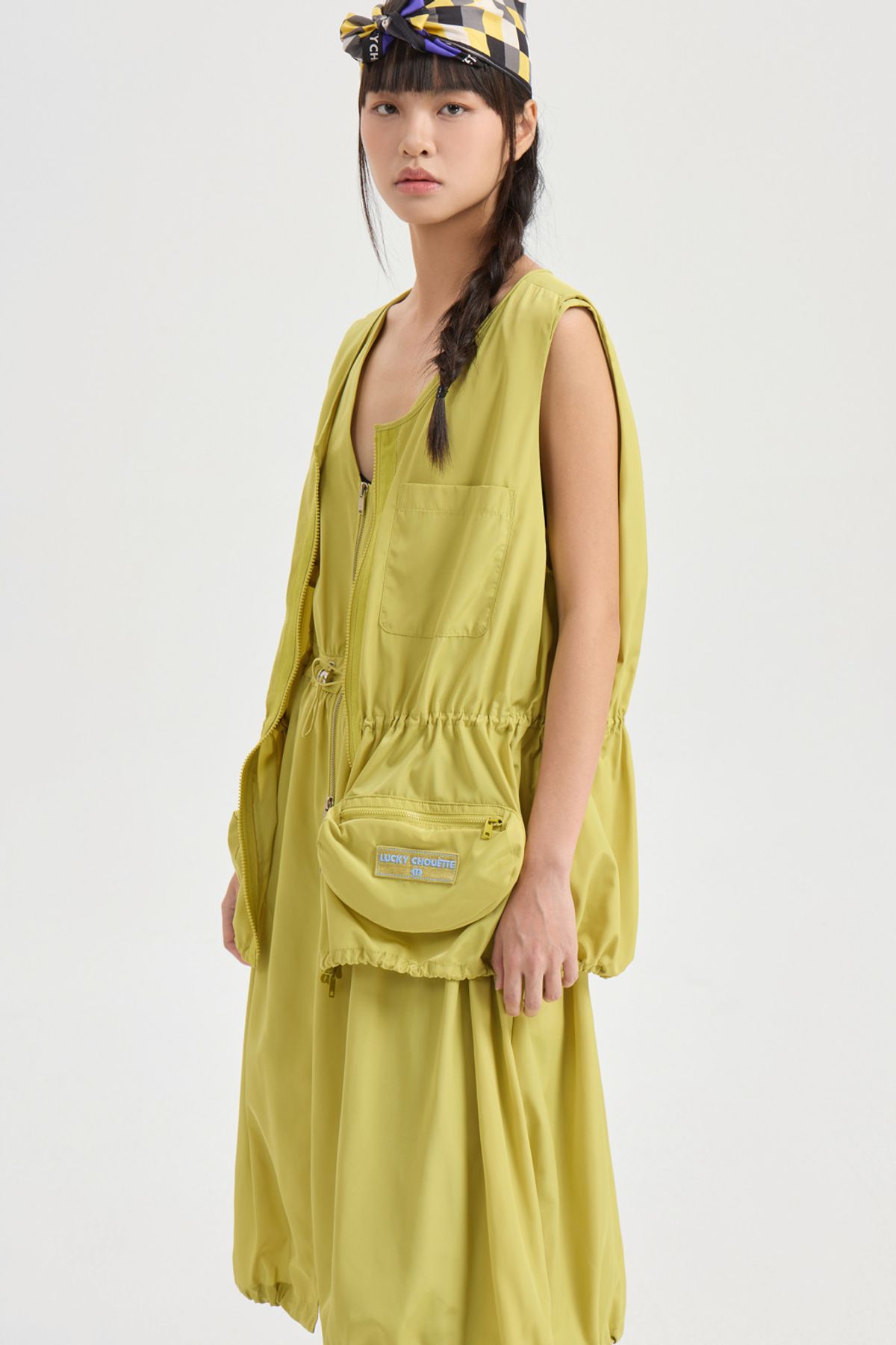 럭키슈에뜨(LUCKY CHOUETTE) Volume Pocket Zip Up Vest (olive) LFVAM25500OLV