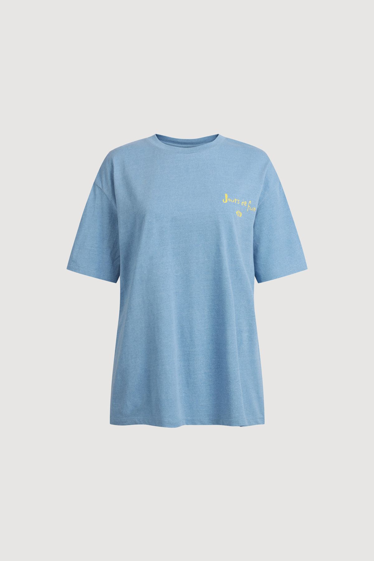 럭키슈에뜨(LUCKY CHOUETTE) Lettering Point Loose Fit Half Sleeve T-shirt (blue) LFTAM25405BUX