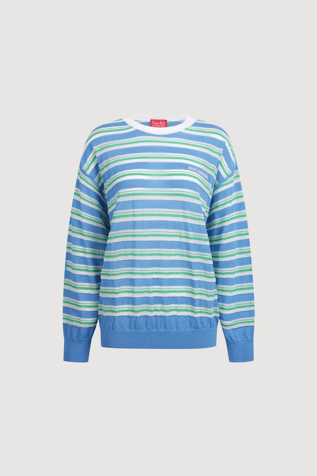 럭키슈에뜨(LUCKY CHOUETTE) Color Stripe Knit Pullover (blue) LFWAM25440BUX