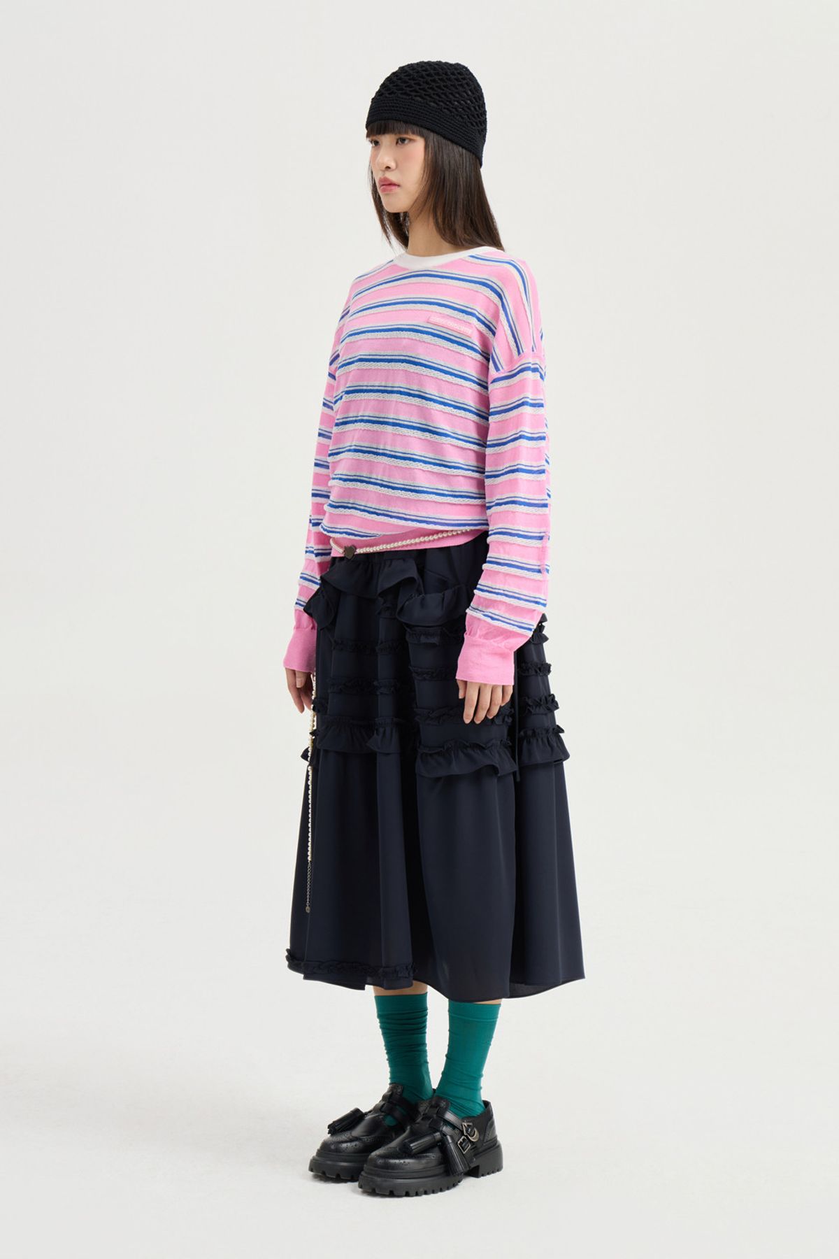 럭키슈에뜨(LUCKY CHOUETTE) Color Stripe Knit Pullover (pink) LFWAM25440PIX