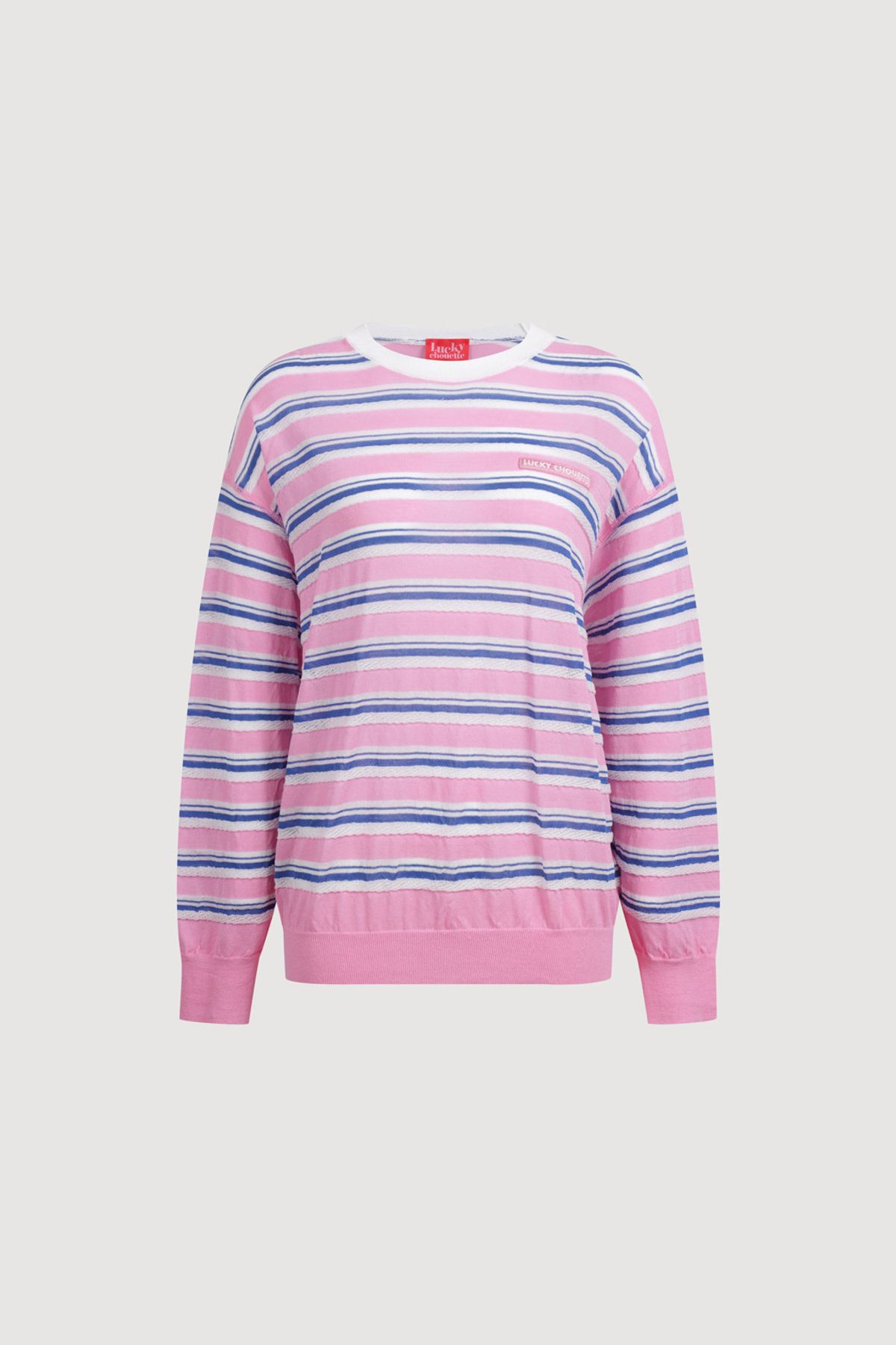 럭키슈에뜨(LUCKY CHOUETTE) Color Stripe Knit Pullover (pink) LFWAM25440PIX