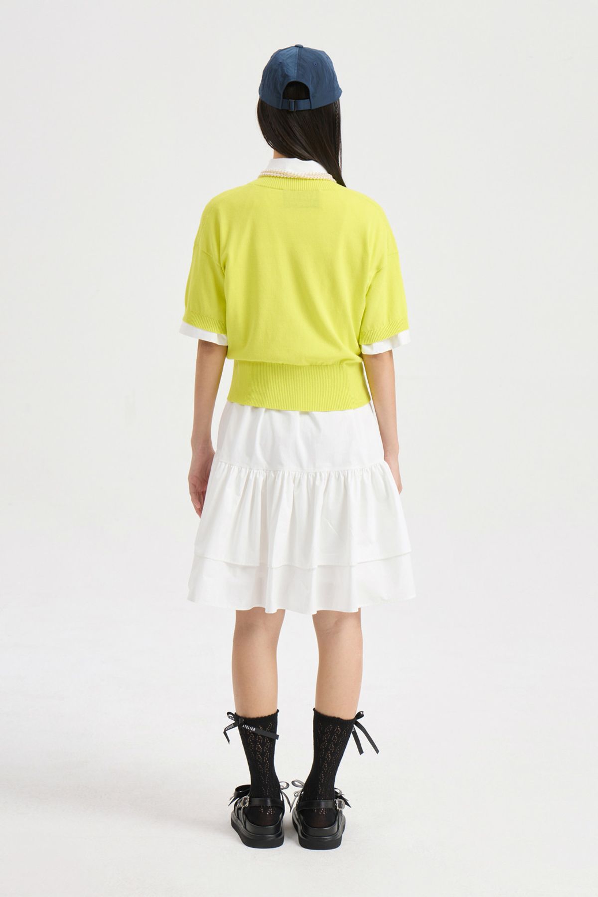 럭키슈에뜨(LUCKY CHOUETTE) Essential Half Sleeve Knit Cardigan (yellow) LFWCM25410YEX