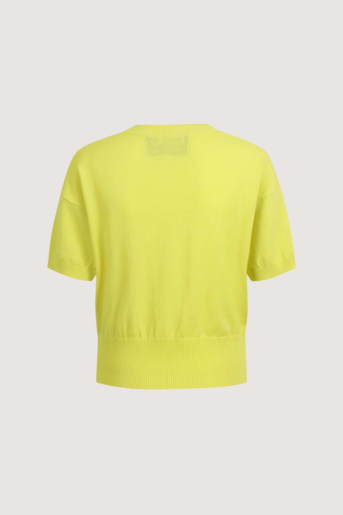 럭키슈에뜨(LUCKY CHOUETTE) Essential Half Sleeve Knit Cardigan (yellow) LFWCM25410YEX