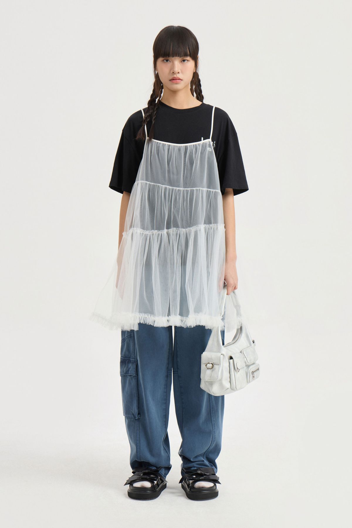 럭키슈에뜨(LUCKY CHOUETTE) Pocket Point Dying Denim Pants (blue) LFPDM25430BUX