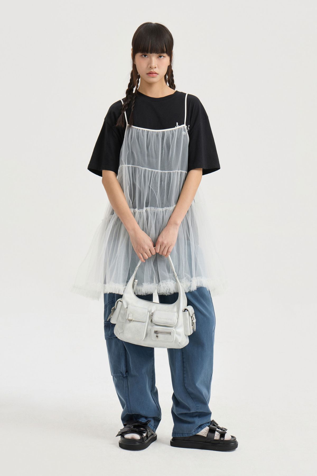 럭키슈에뜨(LUCKY CHOUETTE) Pocket Point Dying Denim Pants (blue) LFPDM25430BUX