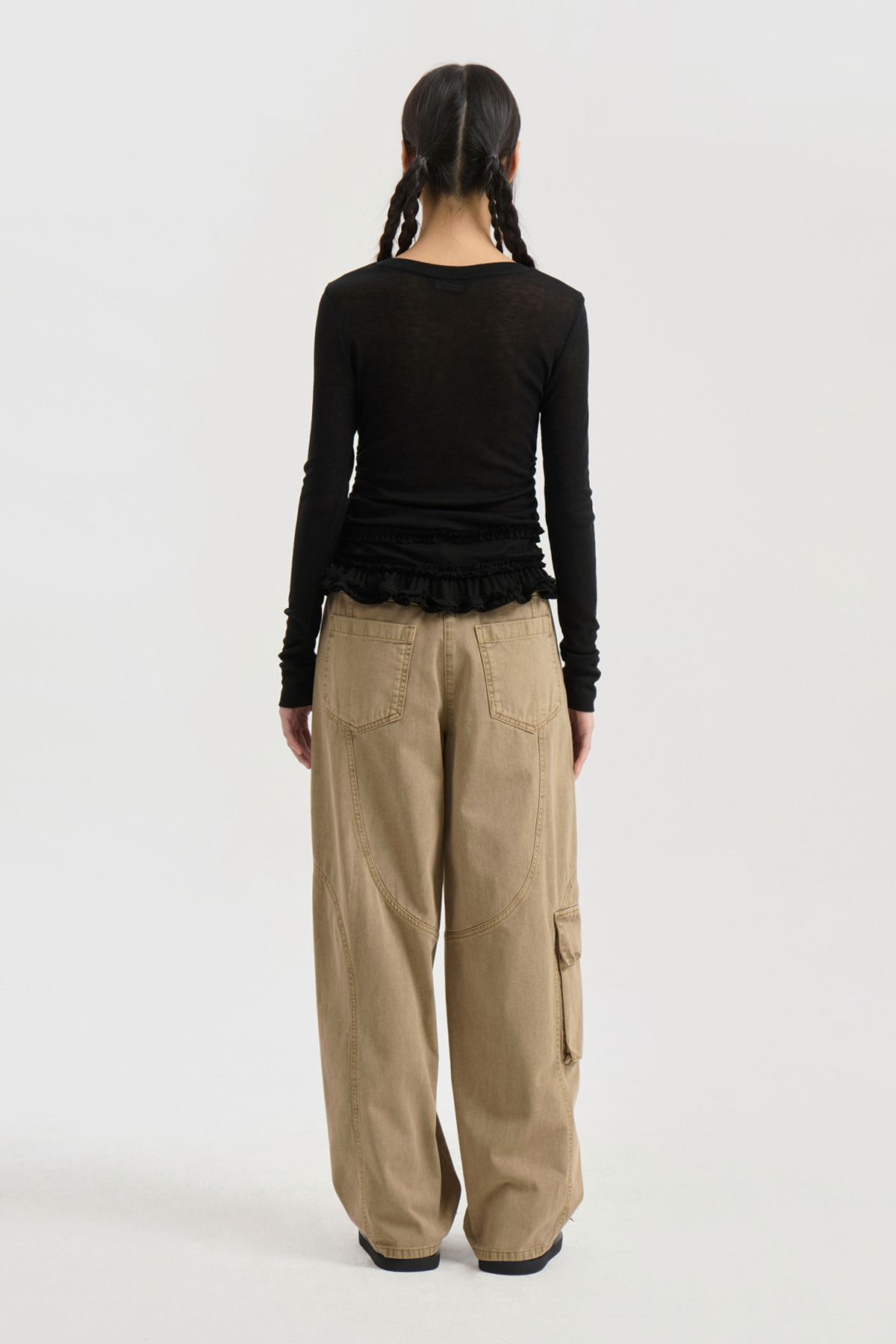 럭키슈에뜨(LUCKY CHOUETTE) Pocket Point Dying Denim Pants (beige) LFPDM25430BEX
