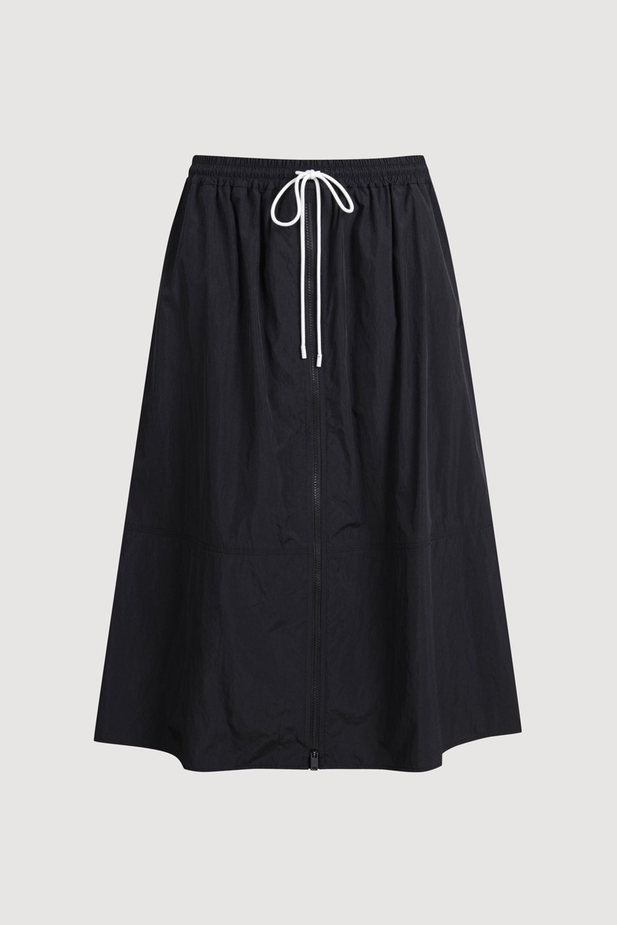 럭키슈에뜨(LUCKY CHOUETTE) Front Zipper A Line Banding Long Skirt (black) LFKAM25430BKX