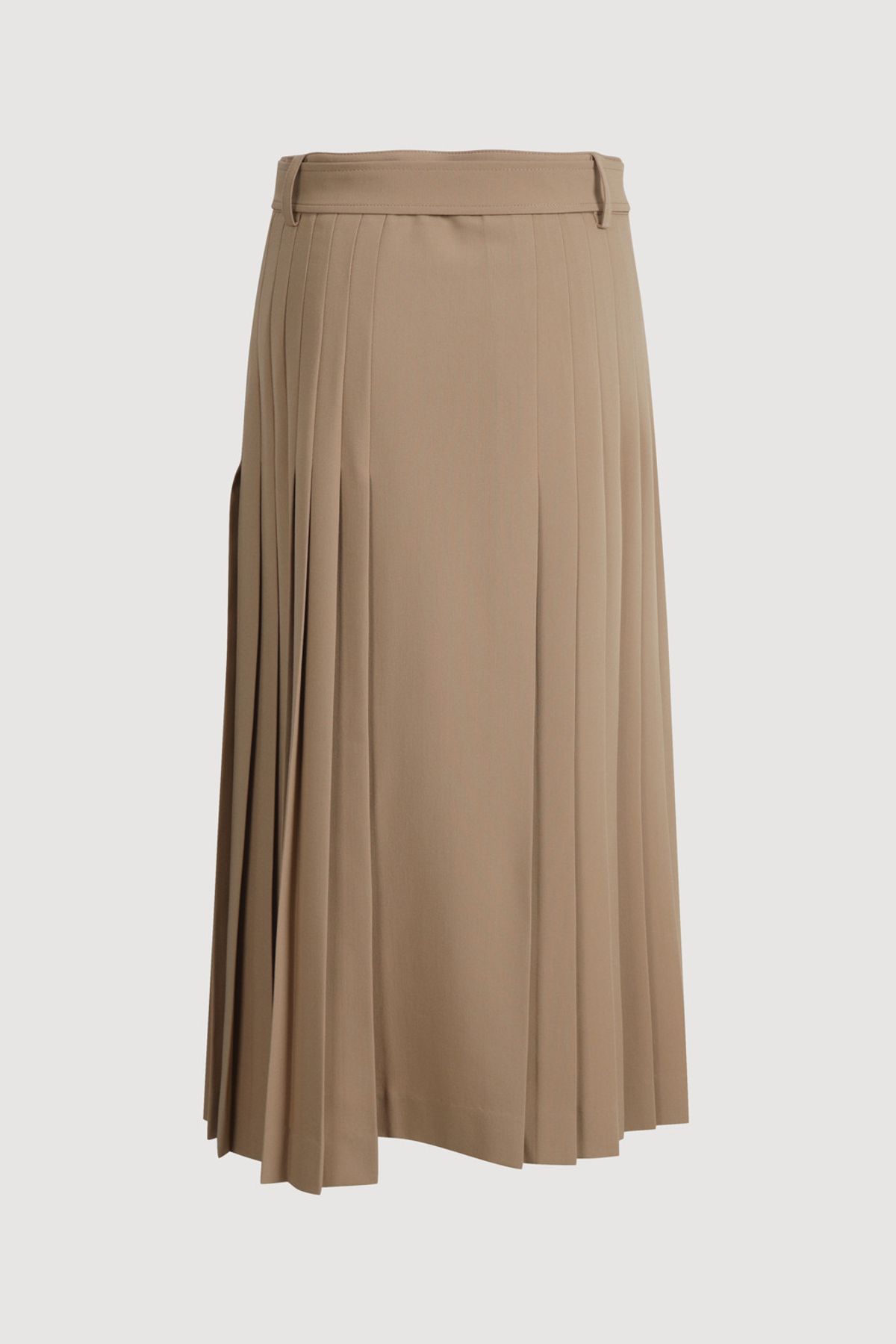 럭키슈에뜨(LUCKY CHOUETTE) Belt Point Long Pleated Skirt (beige) LFKAM25440BEX