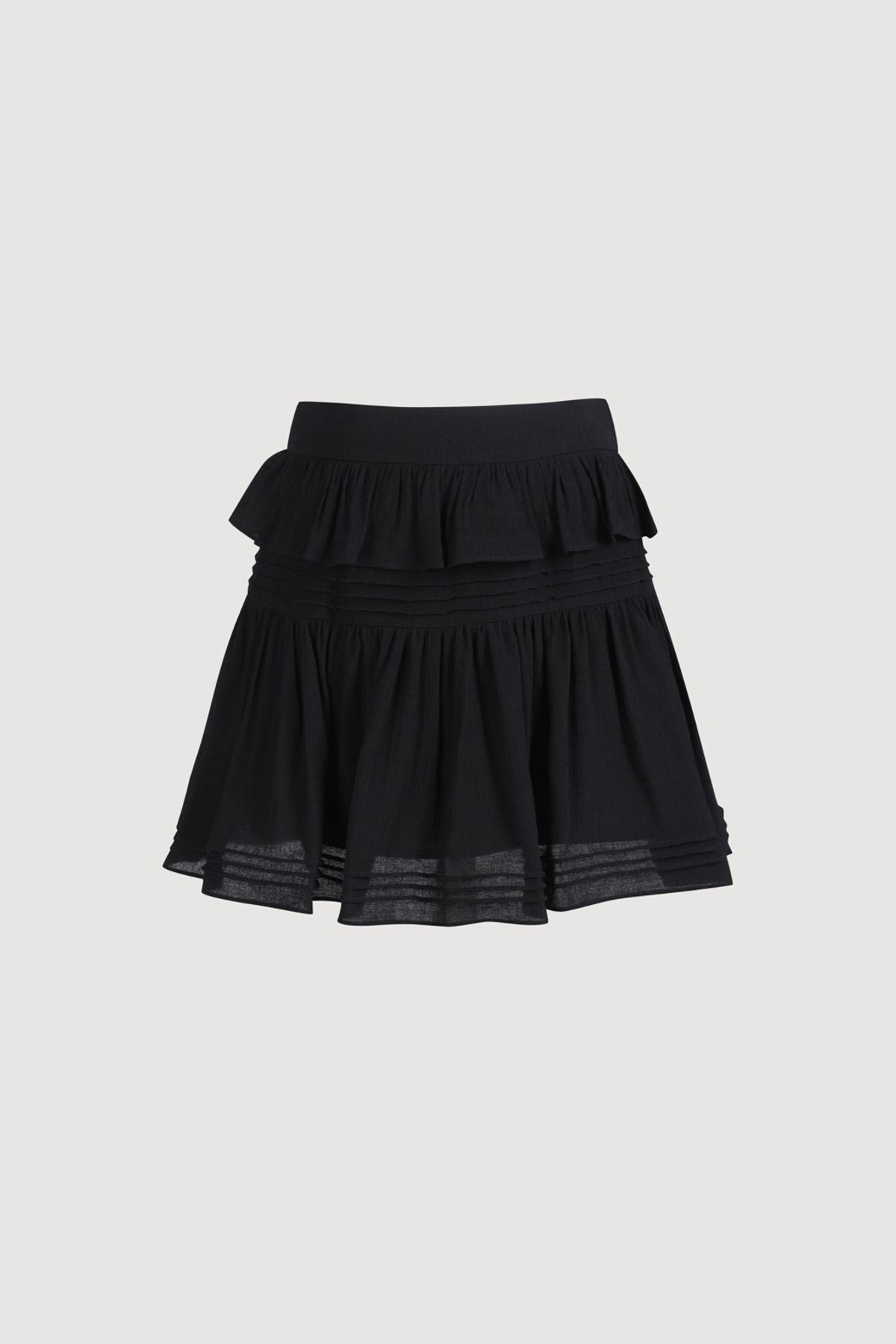 럭키슈에뜨(LUCKY CHOUETTE) Pin Tuck Point Mini Skirt (dark black) LFKAM25520BKD