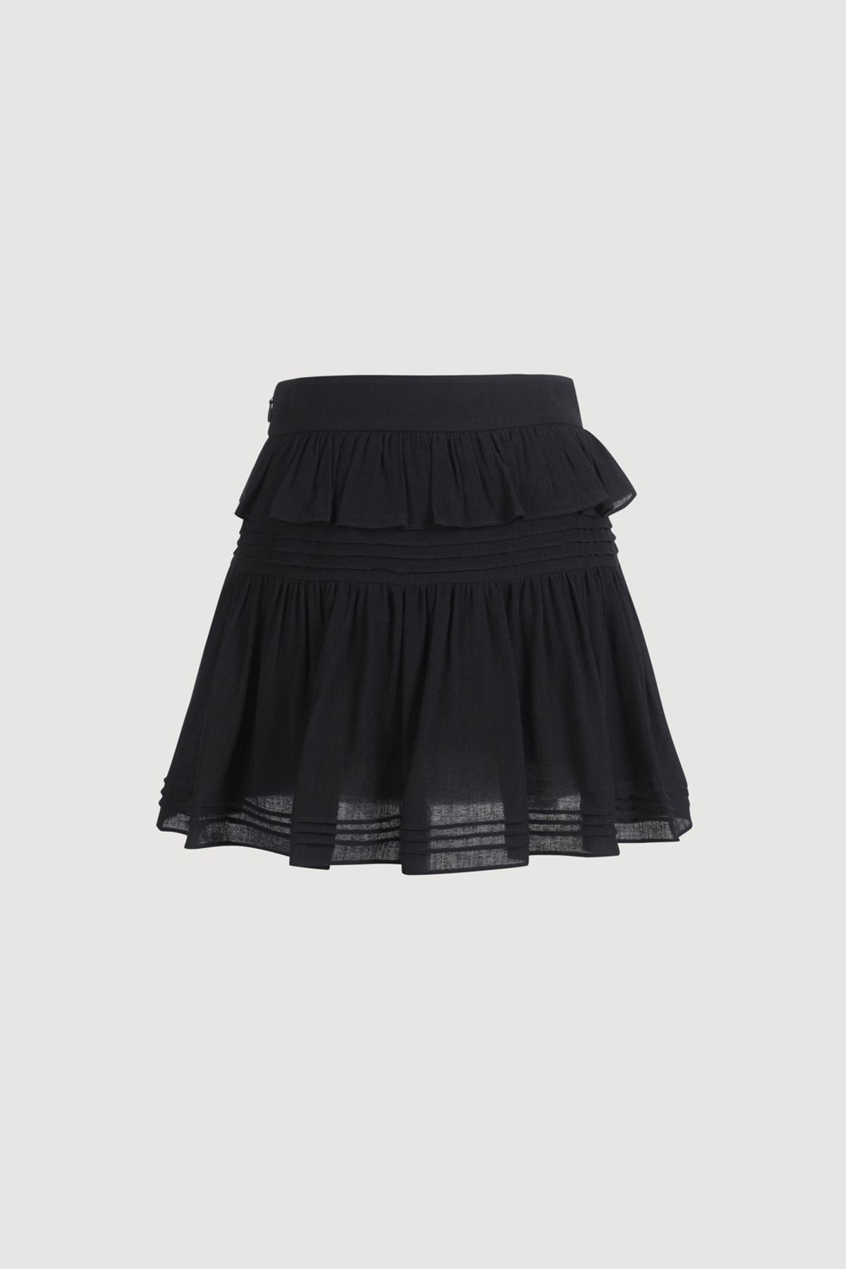 럭키슈에뜨(LUCKY CHOUETTE) Pin Tuck Point Mini Skirt (dark black) LFKAM25520BKD