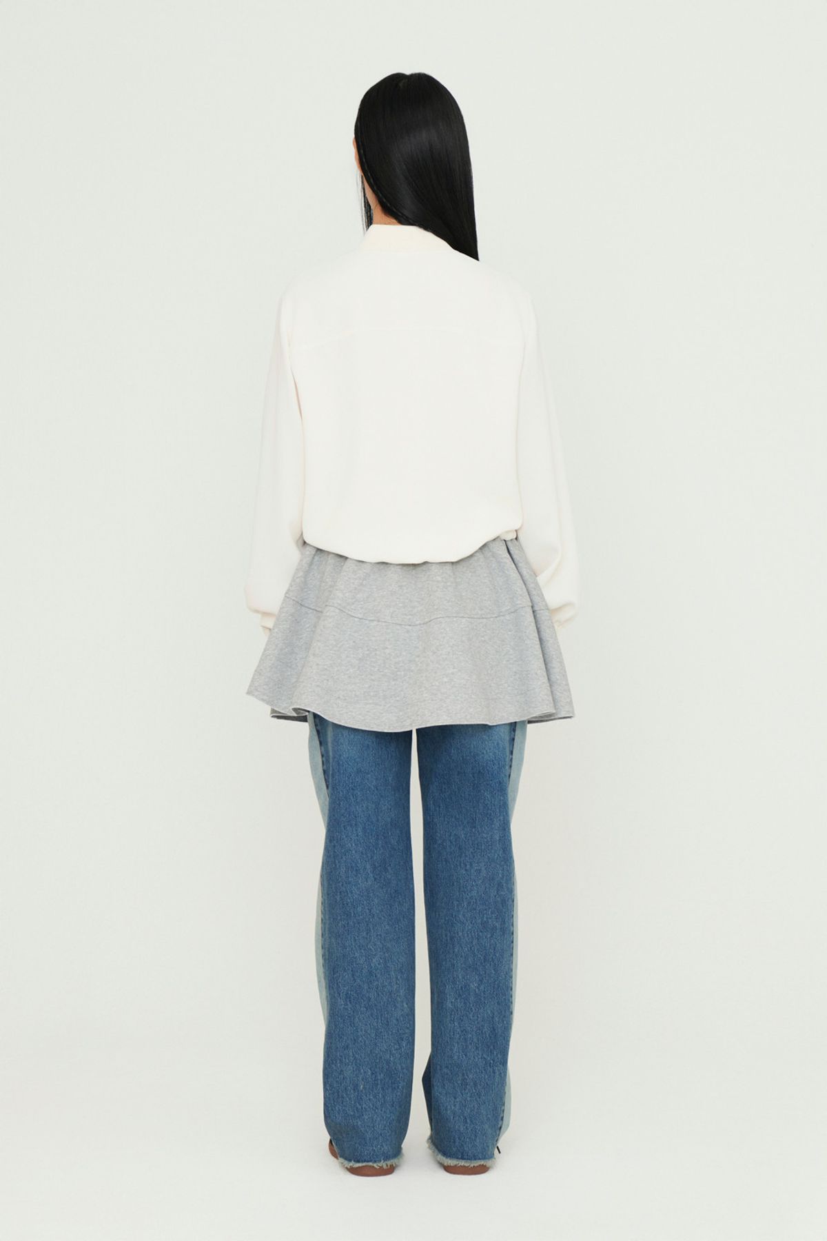럭키슈에뜨(LUCKY CHOUETTE) Jersey Banding Mini  Skirt (melange grey) LFKAM25230GYX