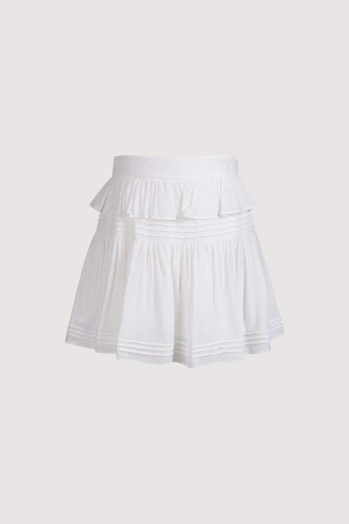 럭키슈에뜨(LUCKY CHOUETTE) Pin Tuck Point Mini Skirt (white) LFKAM25520WHX