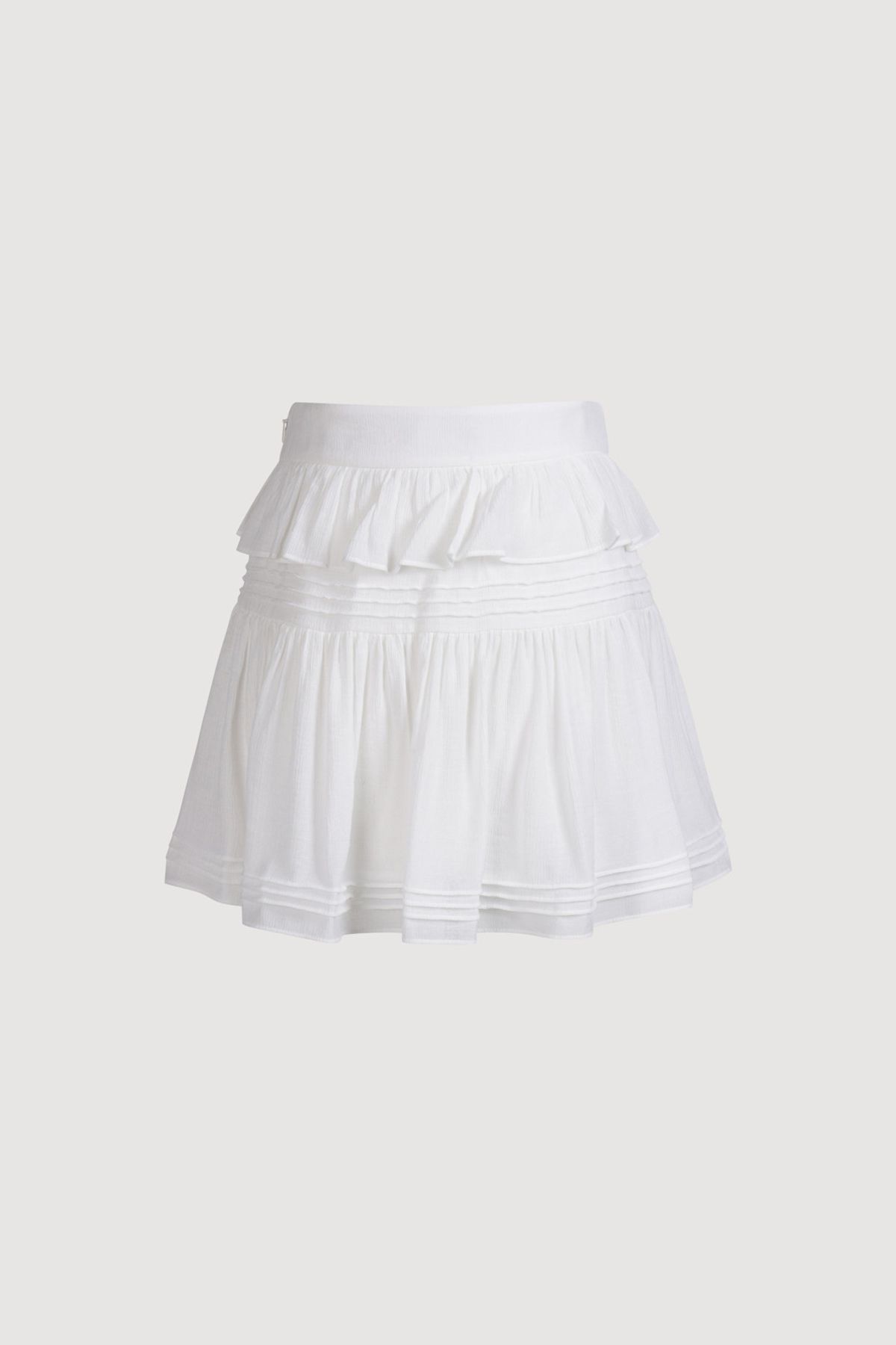 럭키슈에뜨(LUCKY CHOUETTE) Pin Tuck Point Mini Skirt (white) LFKAM25520WHX