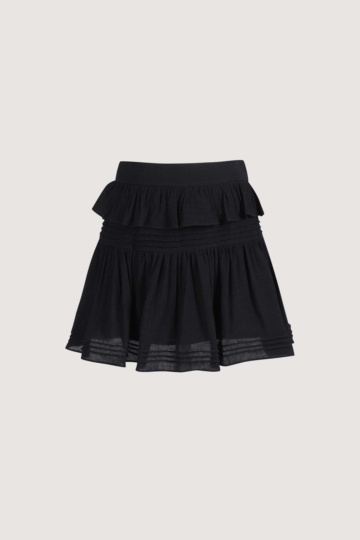 럭키슈에뜨(LUCKY CHOUETTE) Pin Tuck Point Mini Skirt (black) LFKAM25520BKX