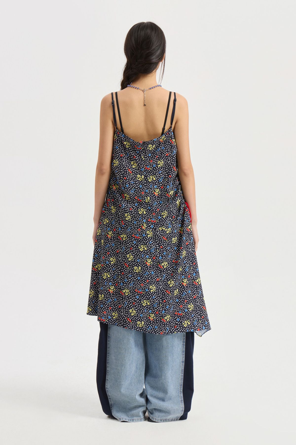 럭키슈에뜨(LUCKY CHOUETTE) Dot Flower Slip Shirring Dress (multi color) LFDAM25570XXX