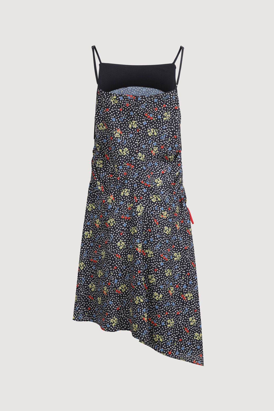 럭키슈에뜨(LUCKY CHOUETTE) Dot Flower Slip Shirring Dress