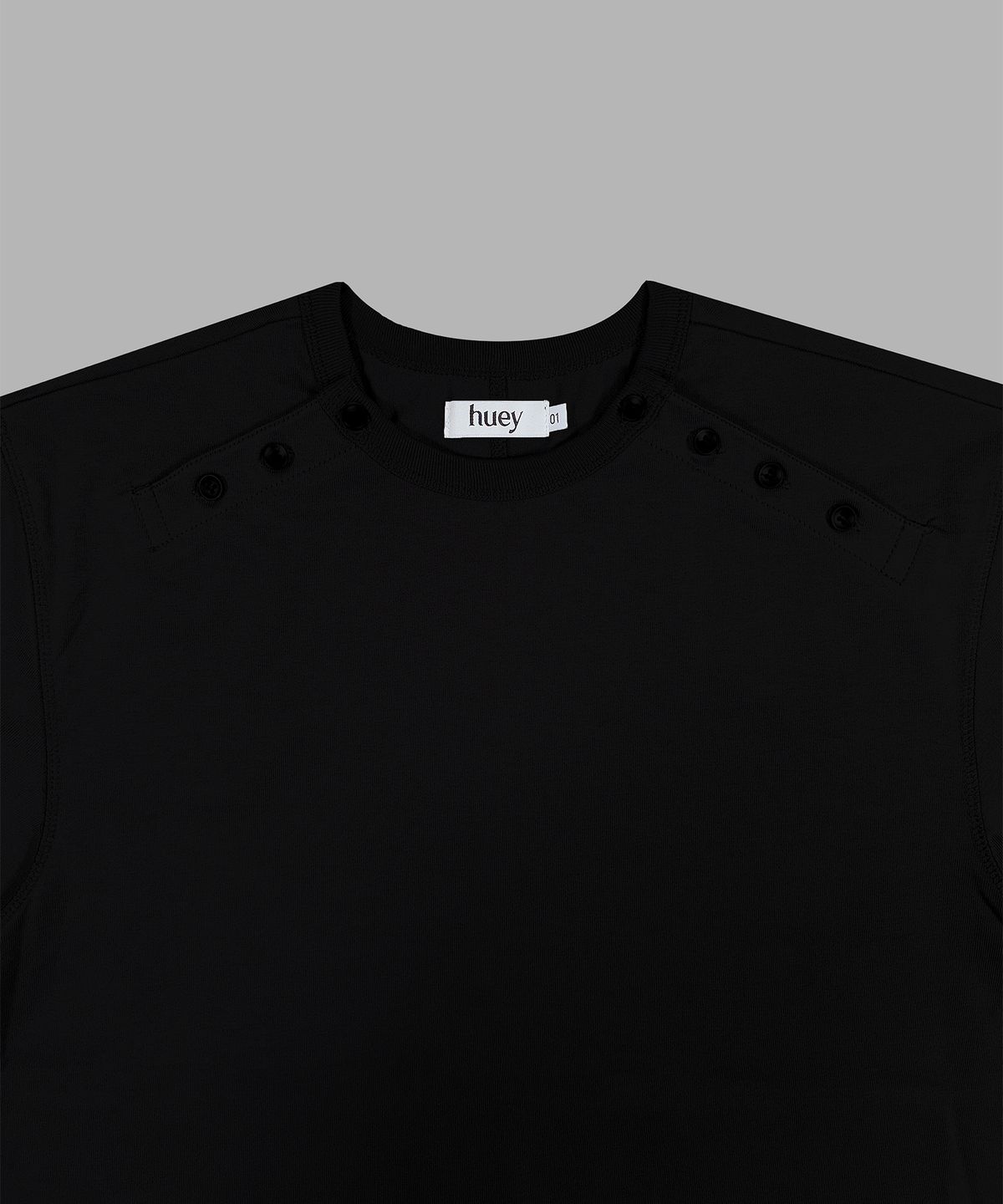 휴이(HUEY) Double Side Button Henry Neck Black