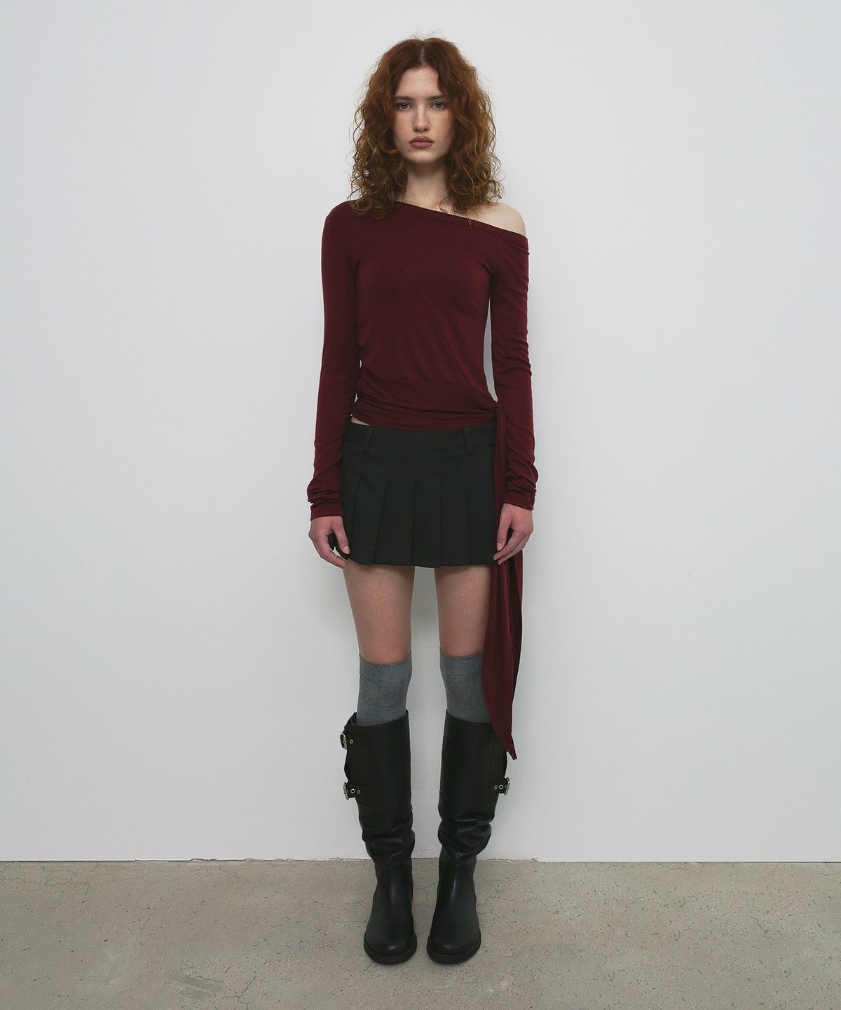 샌드릭(SANDRIC) LEATHER BUCKLE LONG BOOTS_BLACK
