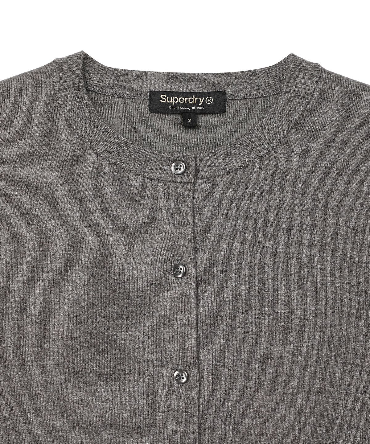 슈퍼드라이(SUPERDRY) W 라운드넥 니트 가디건 멜란지그레이