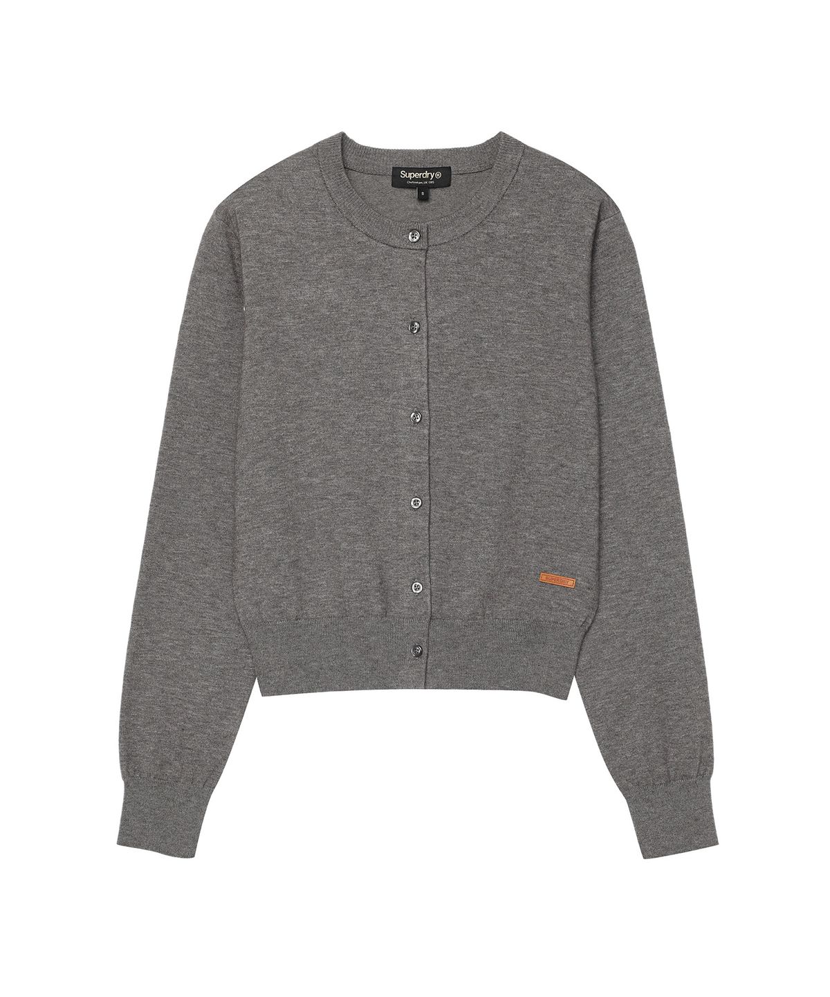 슈퍼드라이(SUPERDRY) W 라운드넥 니트 가디건 멜란지그레이