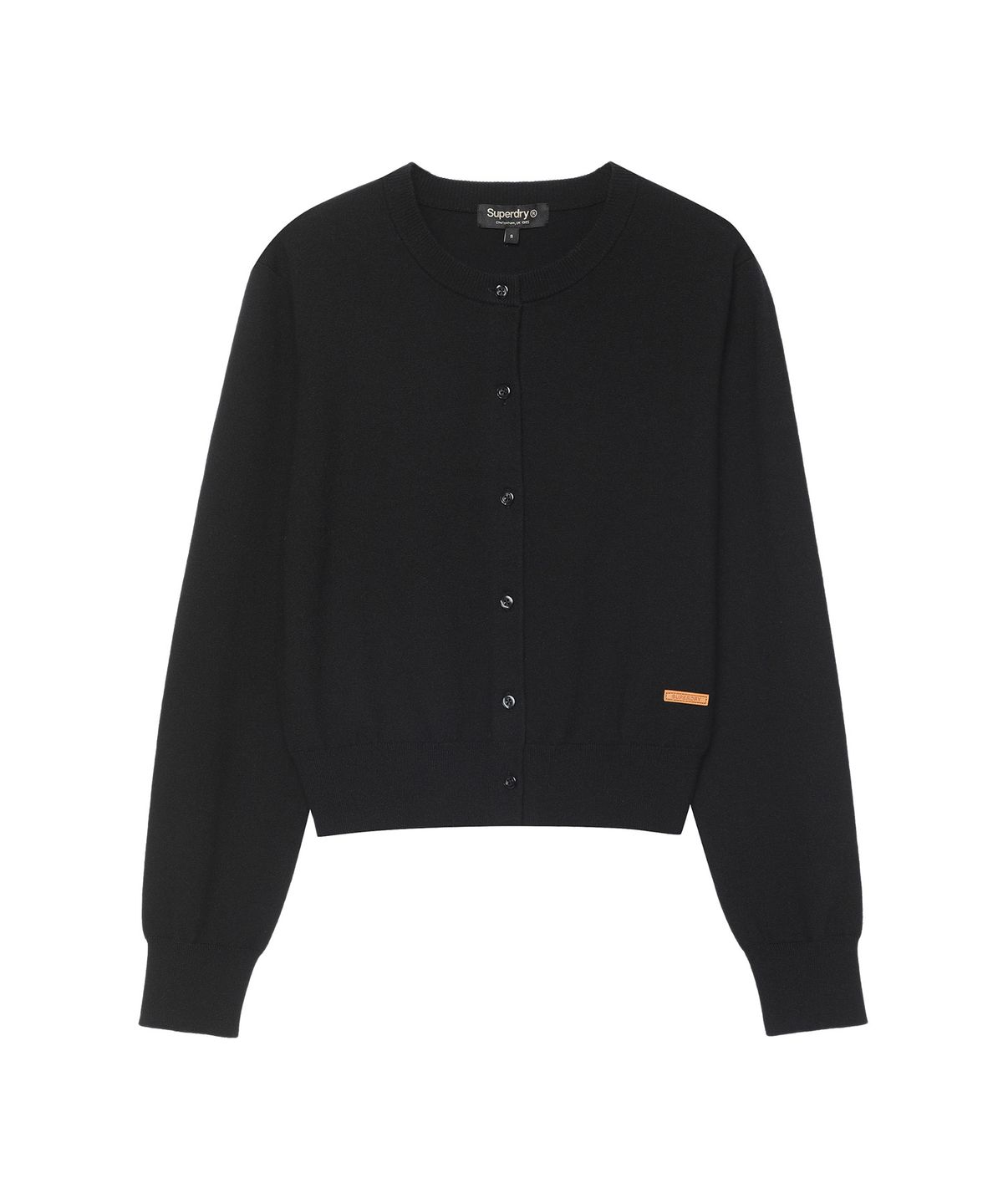 슈퍼드라이(SUPERDRY) W 라운드넥 니트 가디건 블랙