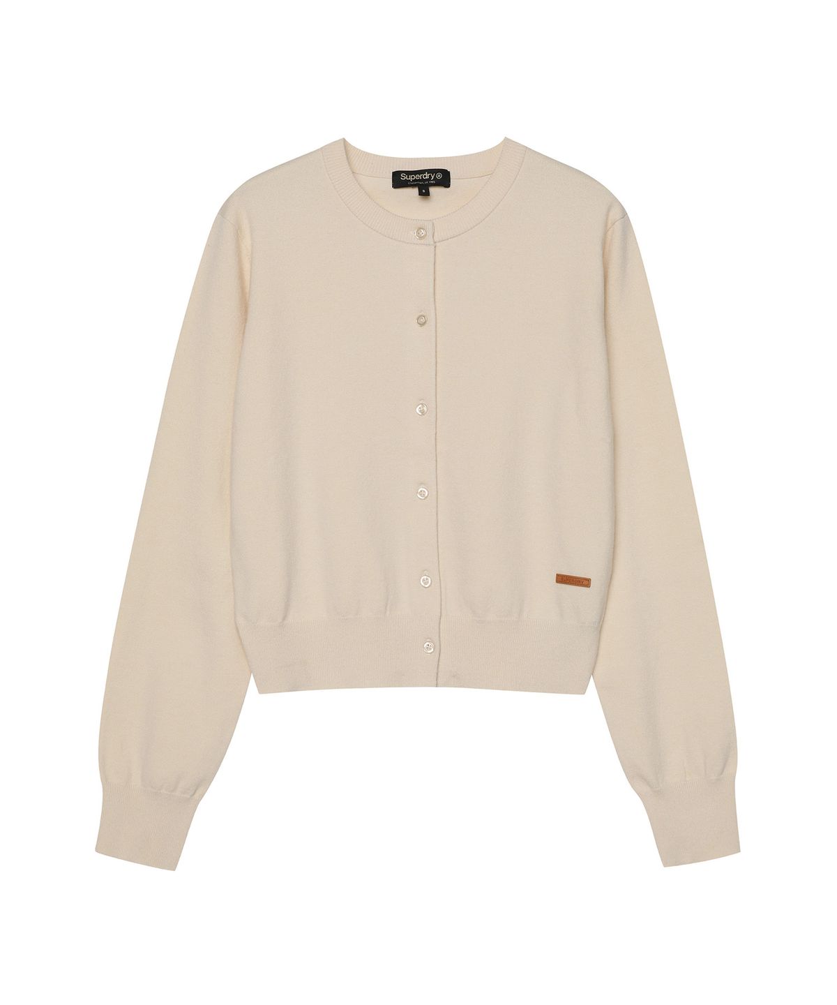 슈퍼드라이(SUPERDRY) W 라운드넥 니트 가디건 버터크림