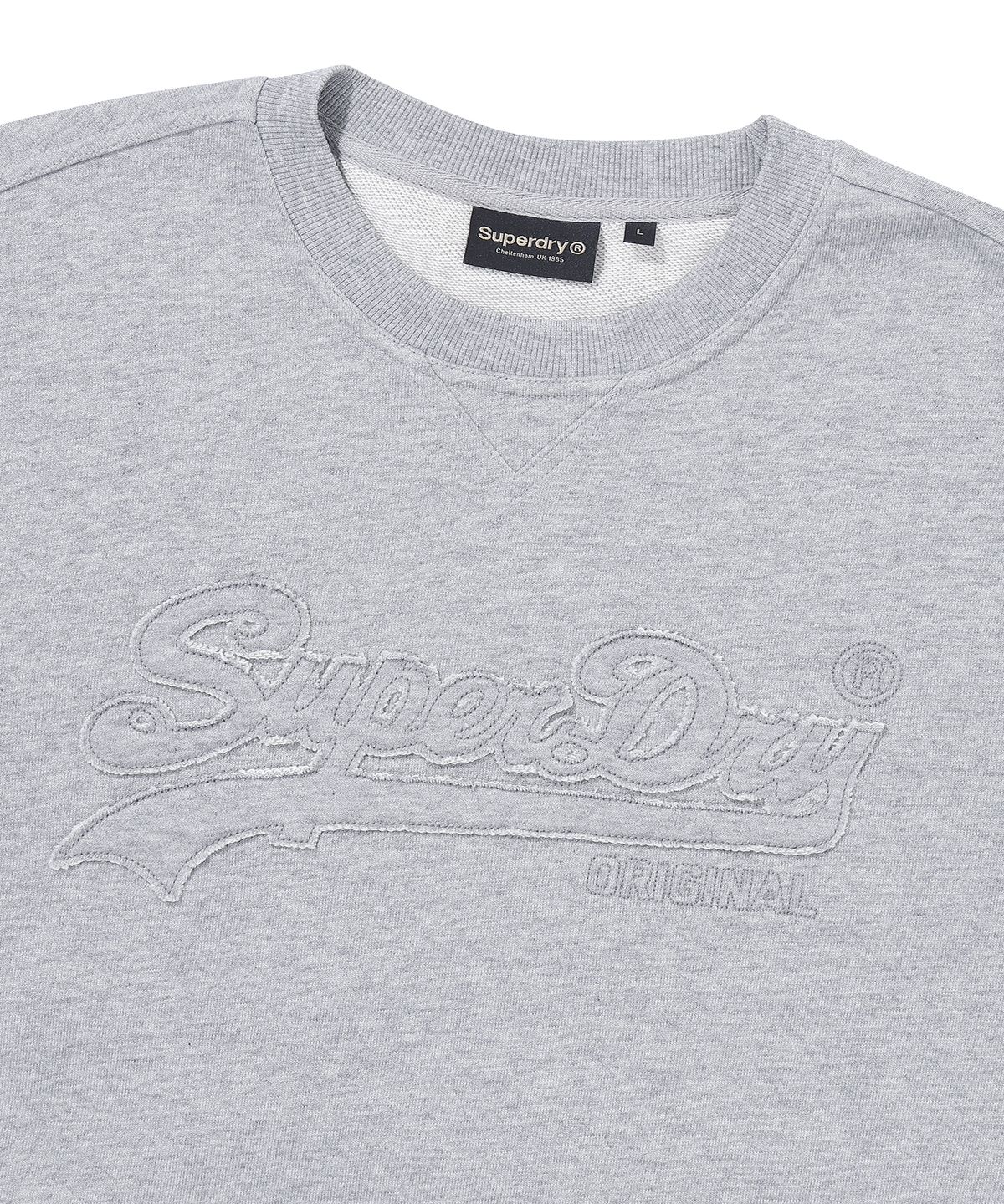 슈퍼드라이(SUPERDRY) 빈티지 아플리케 스웻셔츠 멜란지그레이