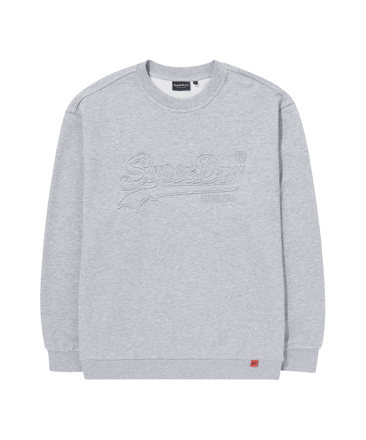 슈퍼드라이(SUPERDRY) 빈티지 아플리케 스웻셔츠 멜란지그레이
