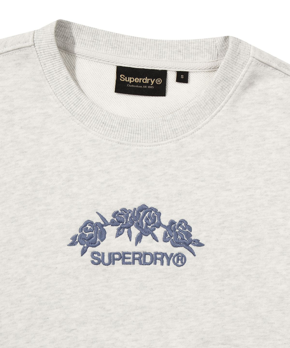슈퍼드라이(SUPERDRY) W 플라워 로고 자수 스웻셔츠 라이트그레이