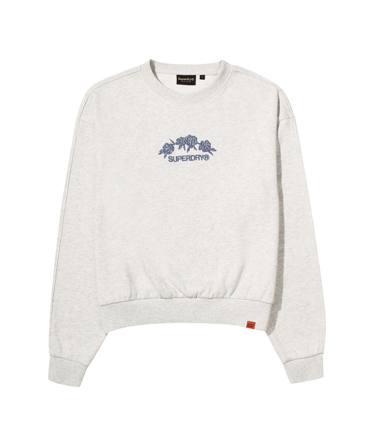 슈퍼드라이(SUPERDRY) W 플라워 로고 자수 스웻셔츠 라이트그레이