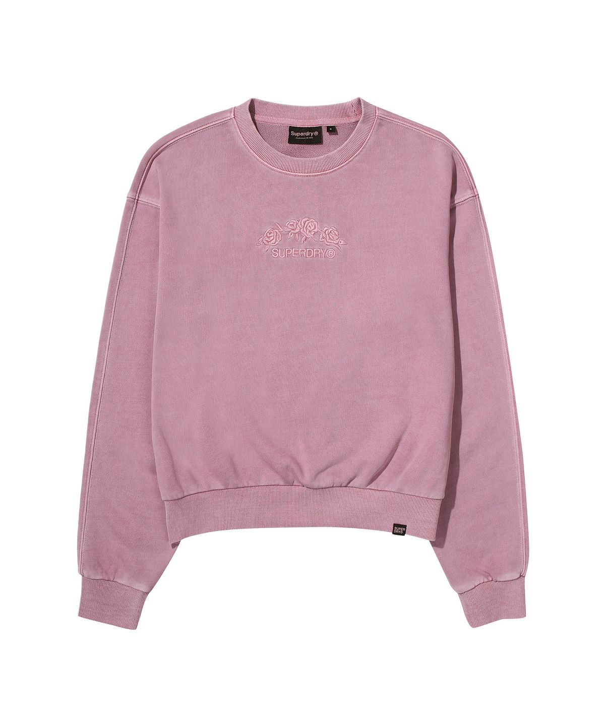 슈퍼드라이(SUPERDRY) W 플라워 로고 자수 스웻셔츠 다크그레이