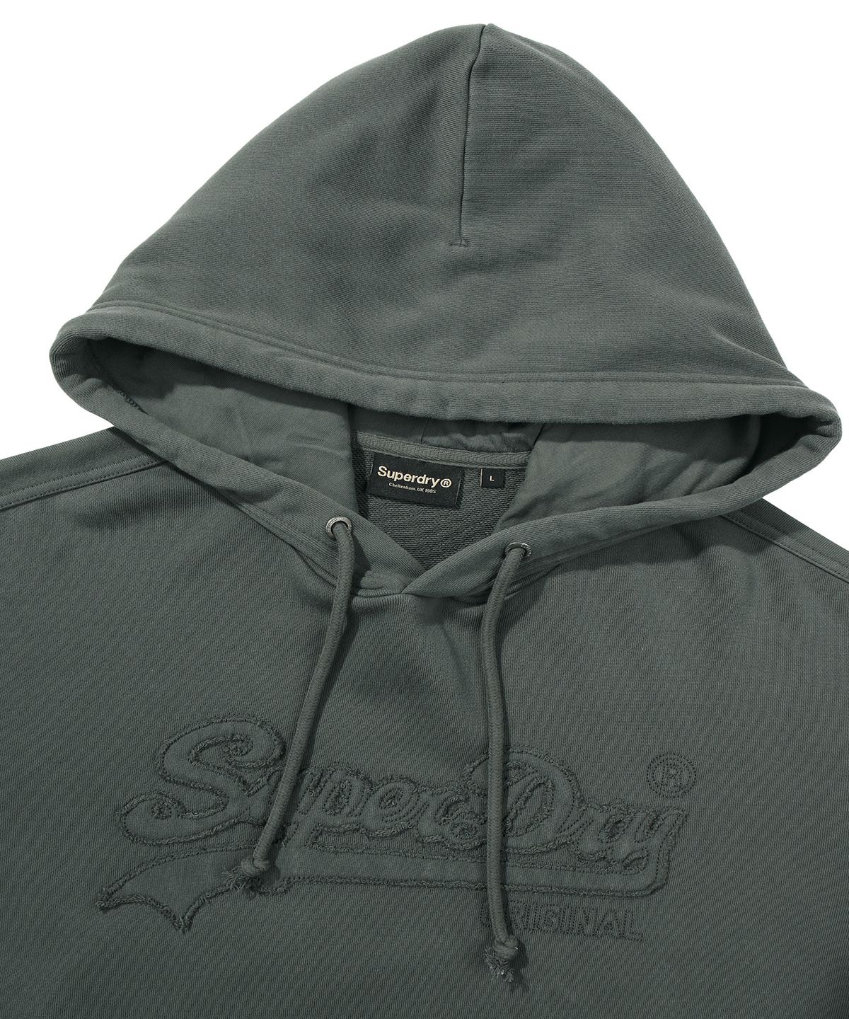 슈퍼드라이(SUPERDRY) 빈티지 아플리케 후드 다크그레이