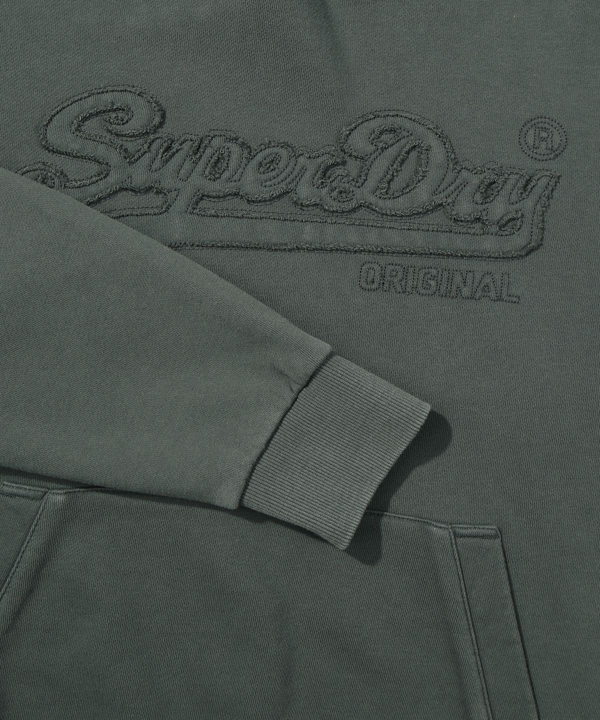 슈퍼드라이(SUPERDRY) 빈티지 아플리케 후드 다크그레이