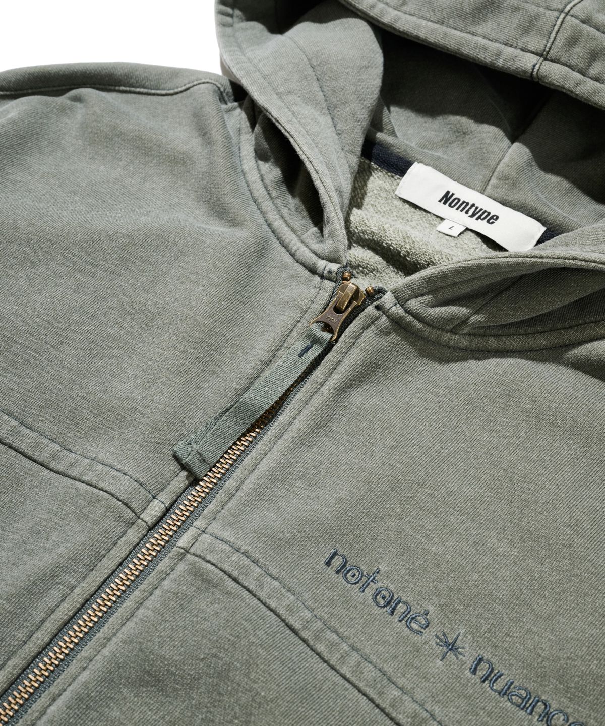 논타입(NONTYPE) BLEACHED HOODIE ZIP UP (KHAKI)