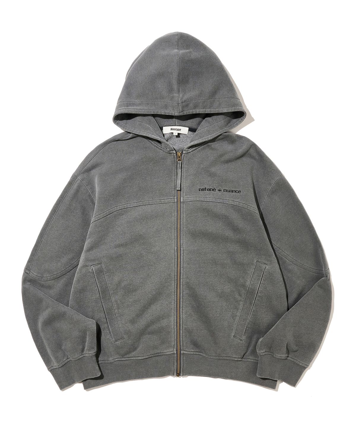 논타입(NONTYPE) BLEACHED HOODIE ZIP UP (CHARCOAL)