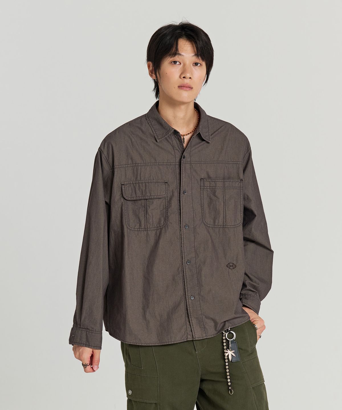 논타입(NONTYPE) CROSS SECTOR SHIRTS(WASHED CHARCOAL)