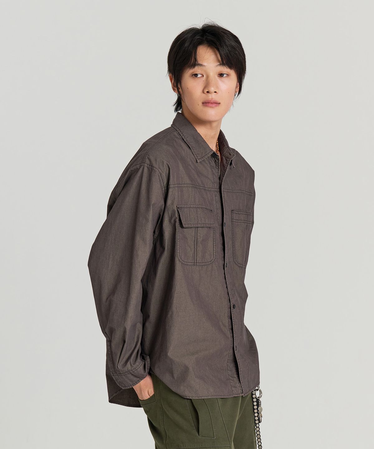 논타입(NONTYPE) CROSS SECTOR SHIRTS(WASHED CHARCOAL)