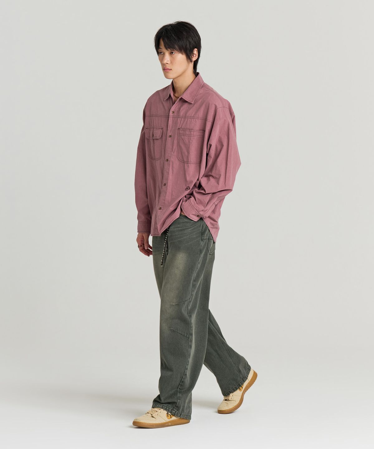 논타입(NONTYPE) CROSS SECTOR SHIRTS(WASHED PINK)