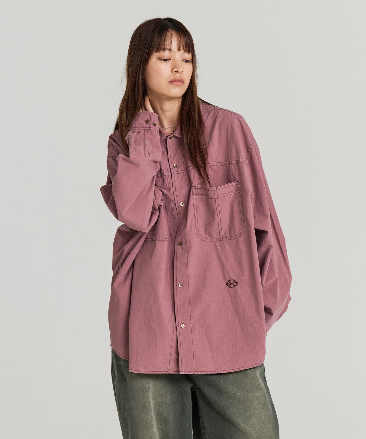 논타입(NONTYPE) CROSS SECTOR SHIRTS(WASHED PINK)