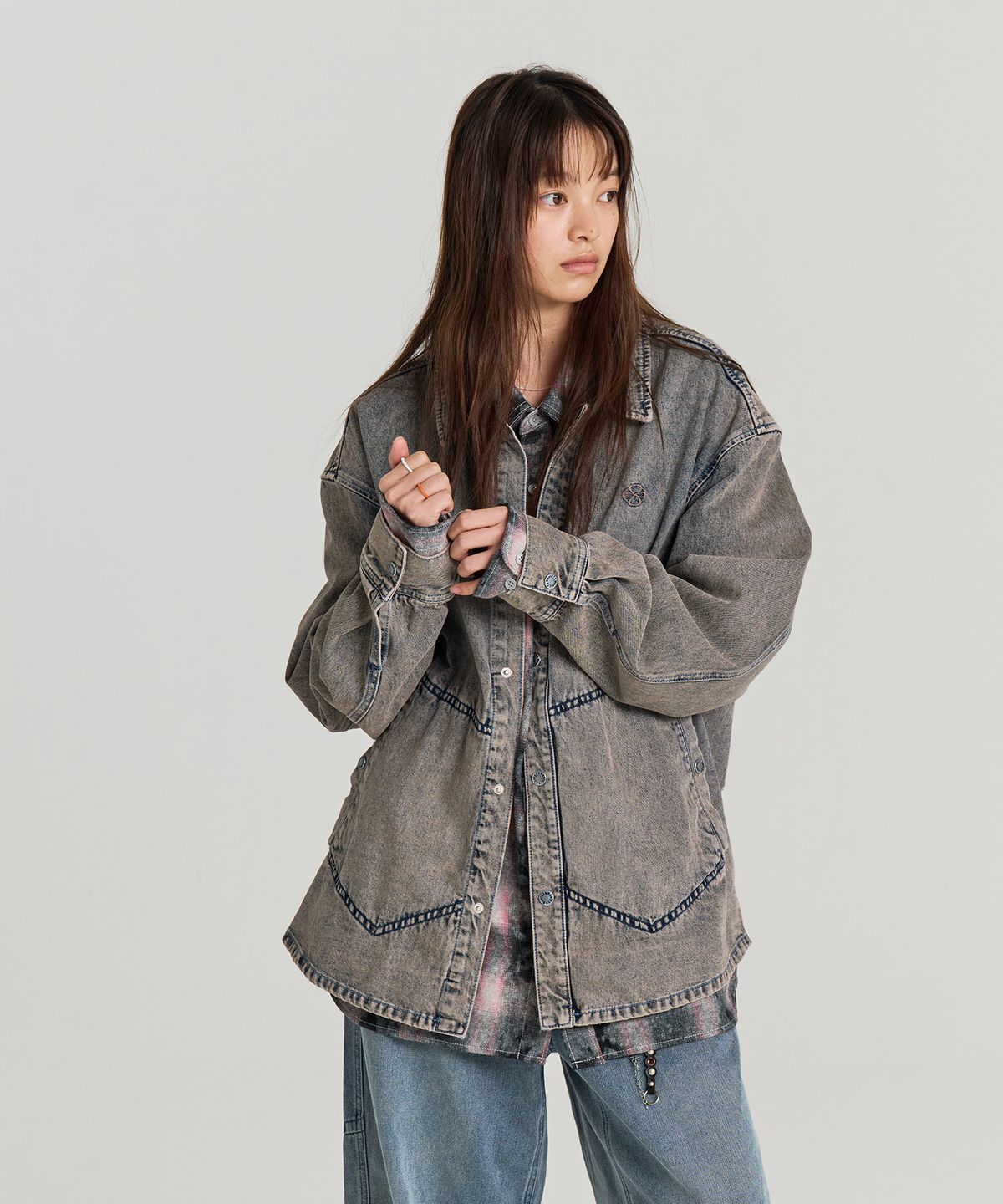 논타입(NONTYPE) VTG POLYGON DENIM SHIRTS( (VINTAGE BLUE)