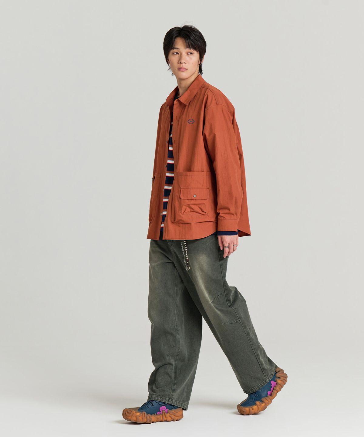 논타입(NONTYPE) DOUBLE FLAP LUGGAGE SHIRTS(CAMEL)