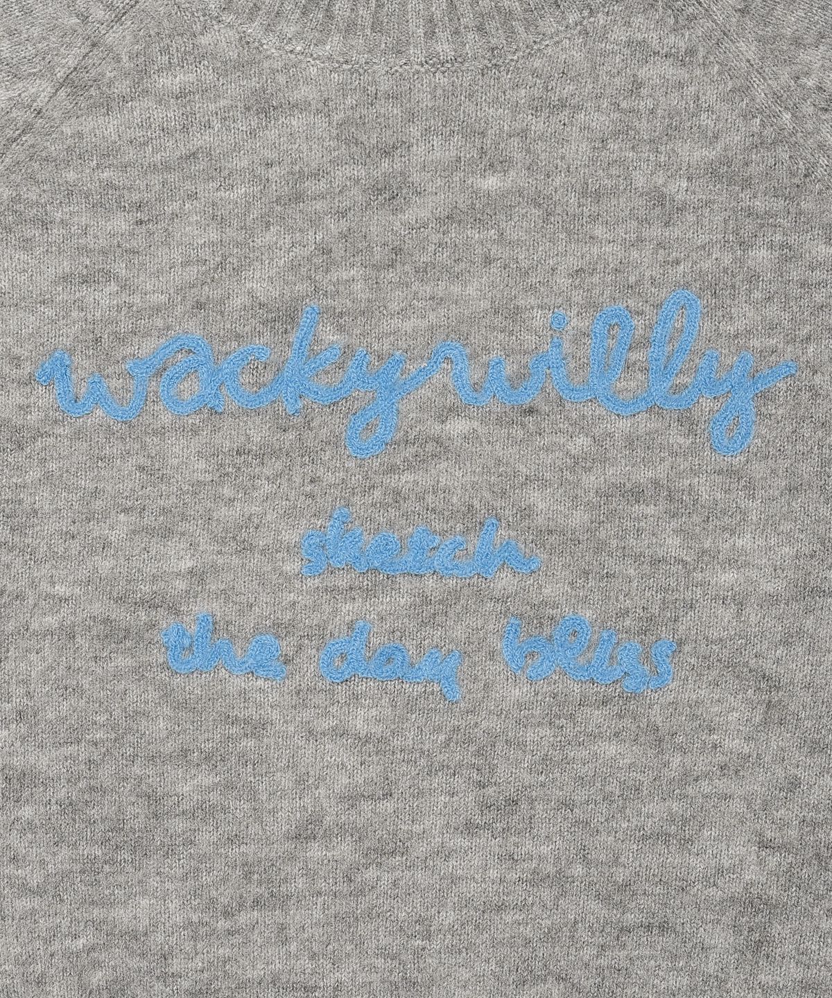 와키윌리(WACKY WILLY) 우먼스 헤어리 레터링자수 풀오버 그레이