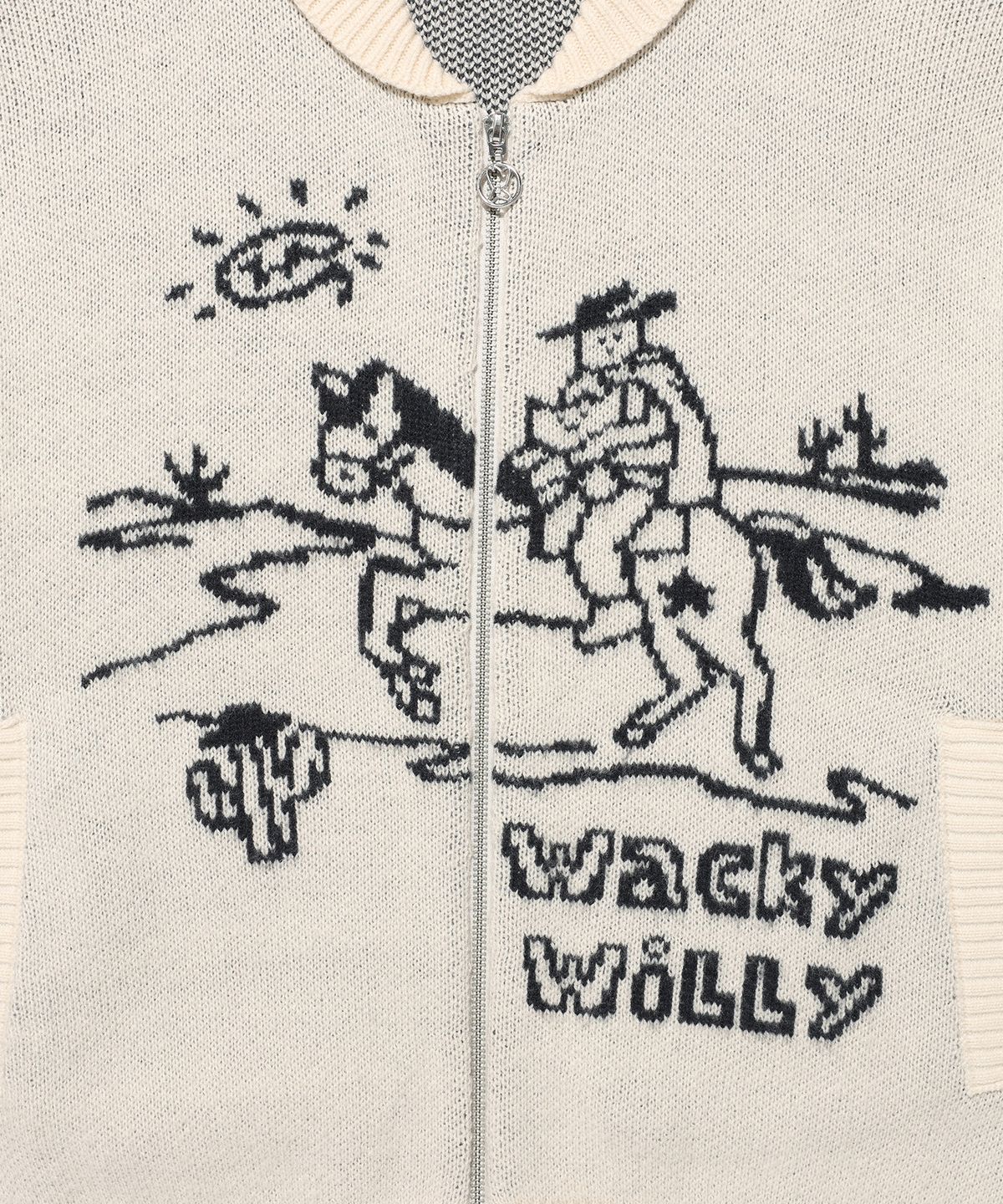 와키윌리(WACKY WILLY) 웨스턴 그래픽 가디건 크림