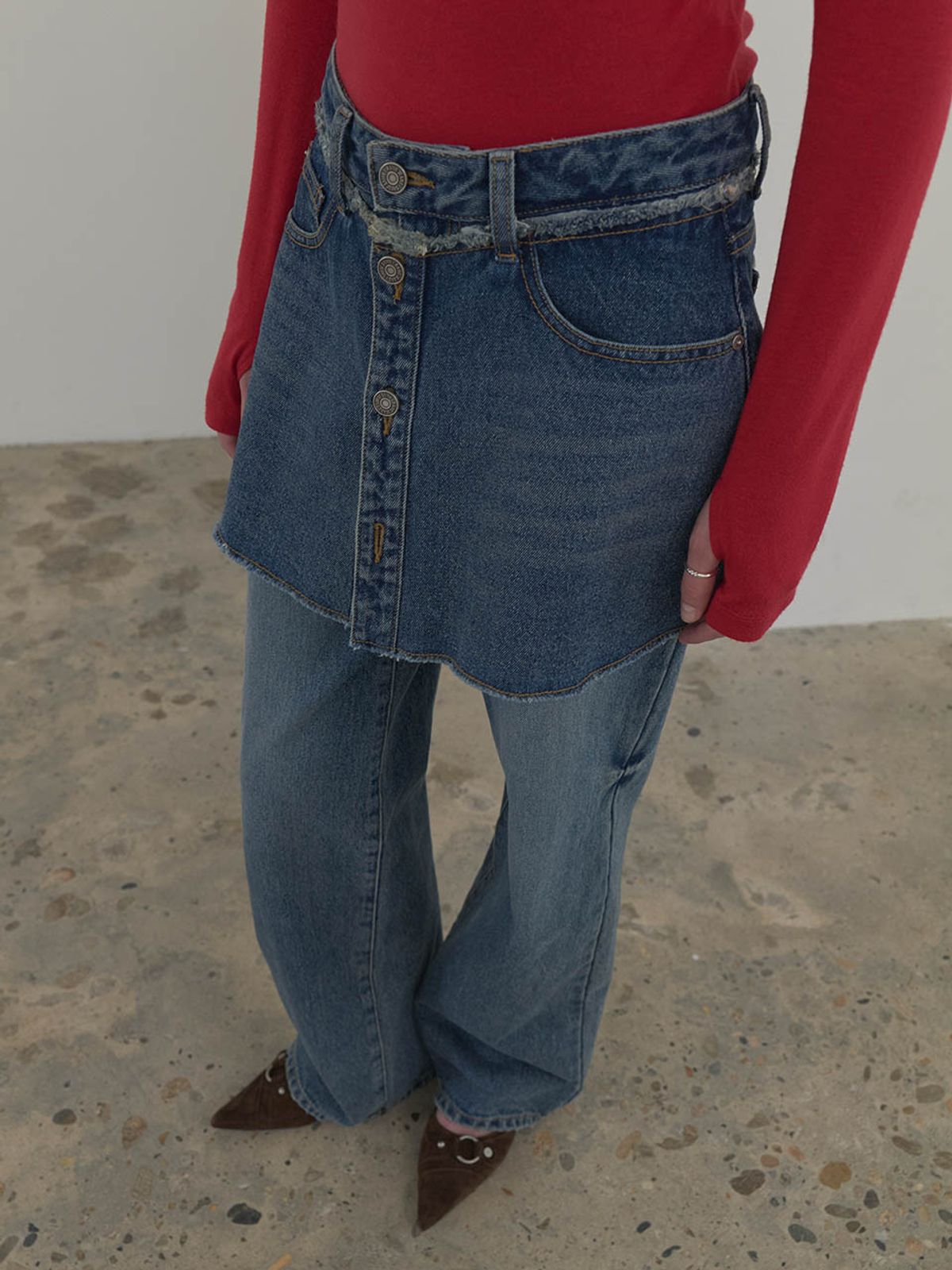 레이브(RAIVE) Raw Hem Washed Skirt-Pants VJ5AL370_2color