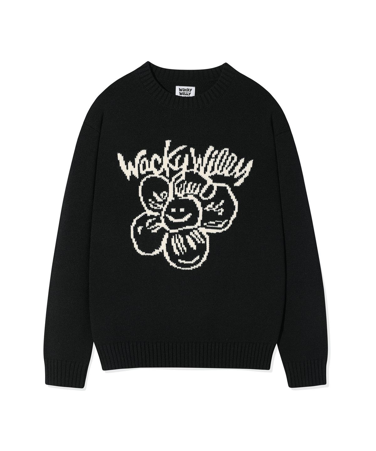 와키윌리(WACKY WILLY) 빅릴리 그래픽 풀오버 니트 블랙