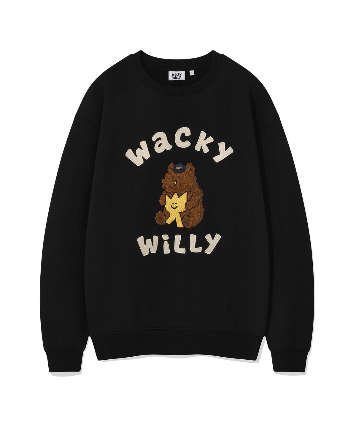 와키윌리(WACKY WILLY) 키키와 친구들 그래픽 맨투맨 블랙