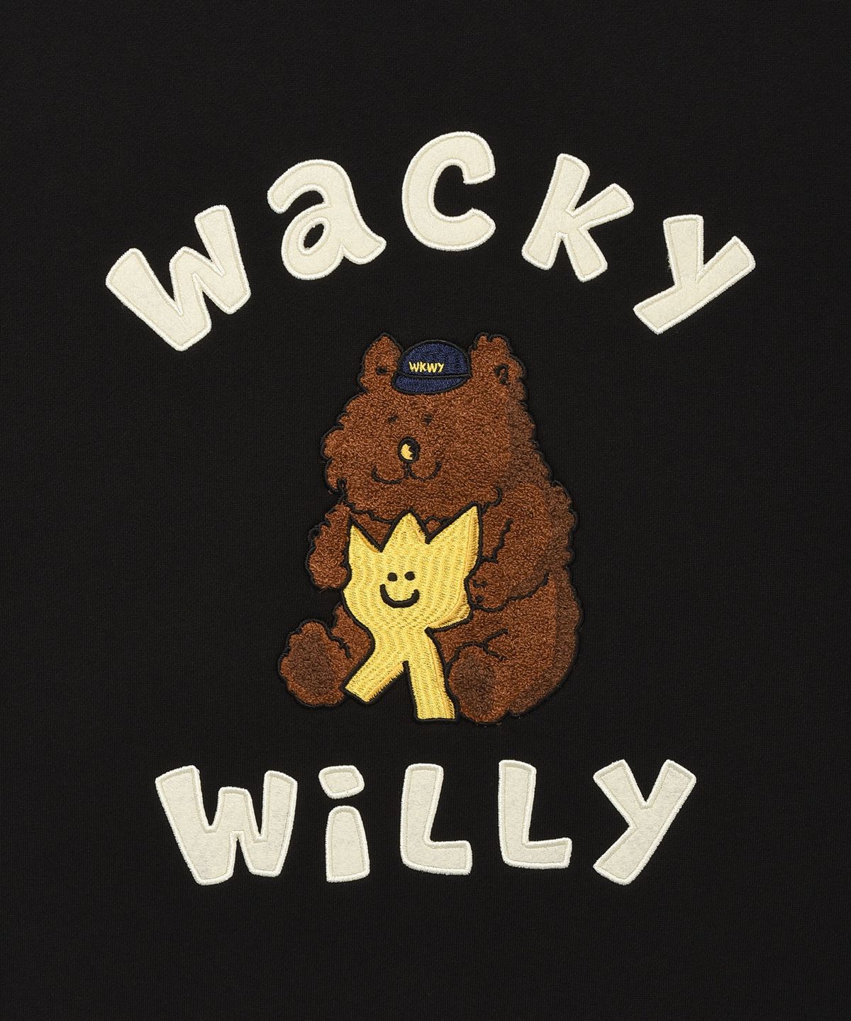 와키윌리(WACKY WILLY) 키키와 친구들 그래픽 맨투맨 블랙