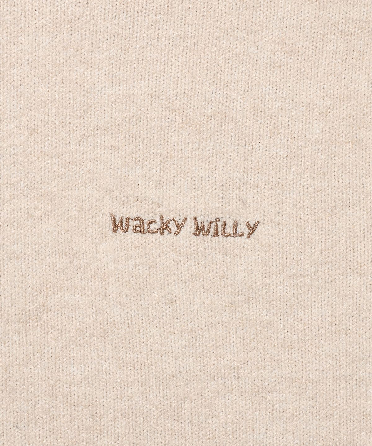 와키윌리(WACKY WILLY) 타이포 로고 라운드넥 가디건 베이지
